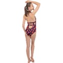 Strawberry On Black Halter Front Plunge Swimsuit View2