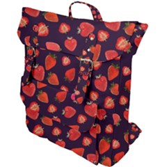 Strawberry On Black Buckle Up Backpack by SychEva