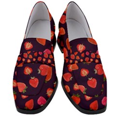 Strawberry On Black Women s Chunky Heel Loafers by SychEva