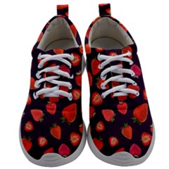 Strawberry On Black Mens Athletic Shoes by SychEva