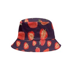 Strawberry On Black Inside Out Bucket Hat (kids) by SychEva