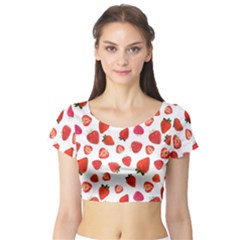 Strawberries Short Sleeve Crop Top by SychEva