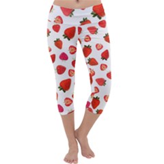 Strawberries Capri Yoga Leggings by SychEva