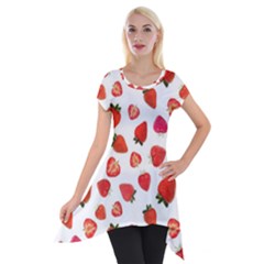 Strawberries Short Sleeve Side Drop Tunic by SychEva