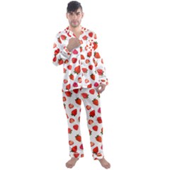 Strawberries Men s Long Sleeve Satin Pajamas Set by SychEva