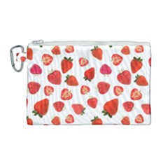 Strawberries Canvas Cosmetic Bag (large) by SychEva