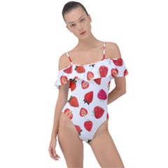 Strawberries Frill Detail One Piece Swimsuit by SychEva