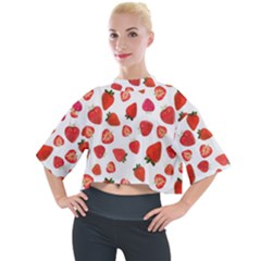 Strawberries Mock Neck Tee by SychEva