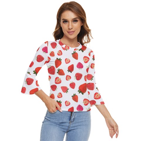 Strawberries Bell Sleeve Top by SychEva