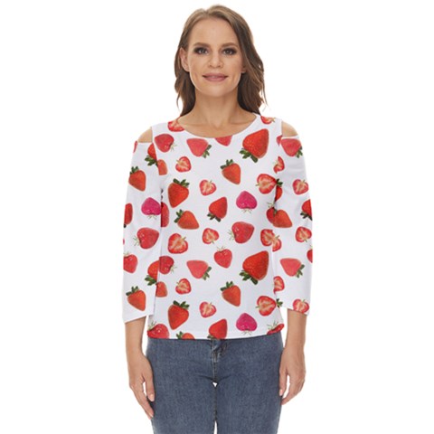 Strawberries Cut Out Wide Sleeve Top by SychEva