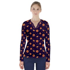 Oranges V-neck Long Sleeve Top by SychEva