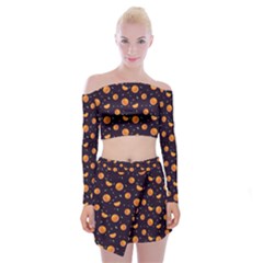 Oranges Off Shoulder Top With Mini Skirt Set by SychEva