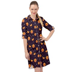 Oranges Long Sleeve Mini Shirt Dress by SychEva