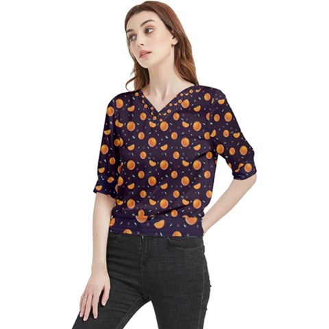 Oranges Quarter Sleeve Blouse by SychEva