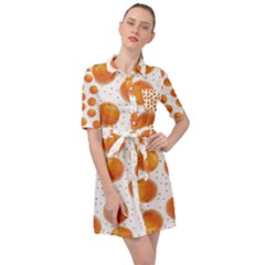 Orange Belted Shirt Dress by SychEva