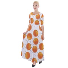 Orange Half Sleeves Maxi Dress by SychEva