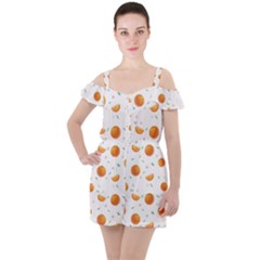 Oranges Ruffle Cut Out Chiffon Playsuit by SychEva