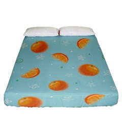 Oranges Pattern Fitted Sheet (queen Size) by SychEva