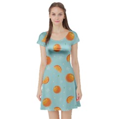 Oranges Pattern Short Sleeve Skater Dress by SychEva