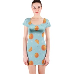 Oranges Pattern Short Sleeve Bodycon Dress by SychEva