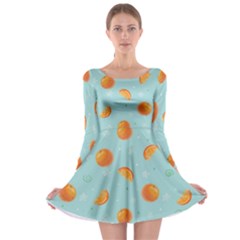 Oranges Pattern Long Sleeve Skater Dress by SychEva