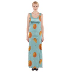 Oranges Pattern Thigh Split Maxi Dress by SychEva