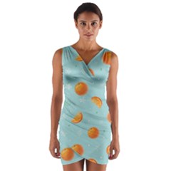 Oranges Pattern Wrap Front Bodycon Dress by SychEva