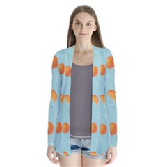 Oranges Pattern Drape Collar Cardigan by SychEva