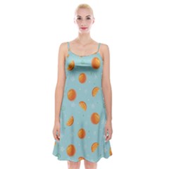 Oranges Pattern Spaghetti Strap Velvet Dress by SychEva