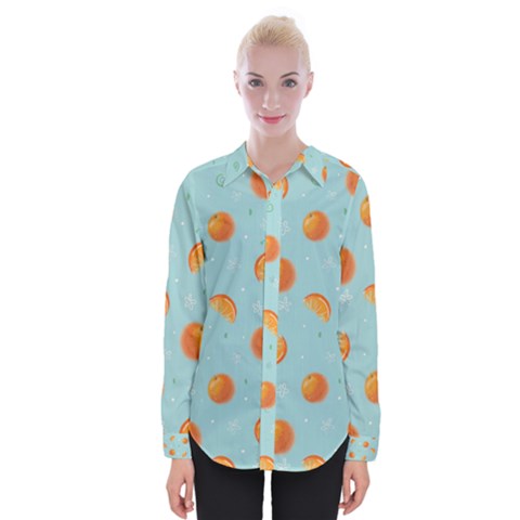 Oranges Pattern Womens Long Sleeve Shirt by SychEva