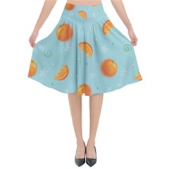 Oranges Pattern Flared Midi Skirt by SychEva