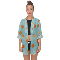 Oranges Pattern Open Front Chiffon Kimono by SychEva