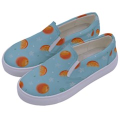 Oranges Pattern Kids  Canvas Slip Ons by SychEva