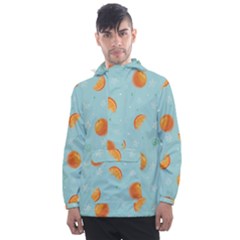 Oranges Pattern Men s Front Pocket Pullover Windbreaker by SychEva