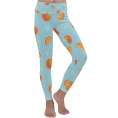 Oranges Pattern Kids  Lightweight Velour Classic Yoga Leggings by SychEva