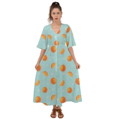 Oranges Pattern Kimono Sleeve Boho Dress by SychEva