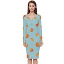 Oranges Pattern Long Sleeve V-Neck Bodycon Dress  View1