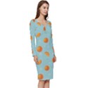 Oranges Pattern Long Sleeve V-Neck Bodycon Dress  View3