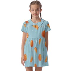 Oranges Pattern Kids  Asymmetric Collar Dress by SychEva