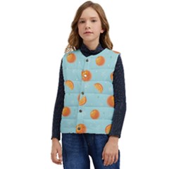 Oranges Pattern Kid s Short Button Up Puffer Vest	