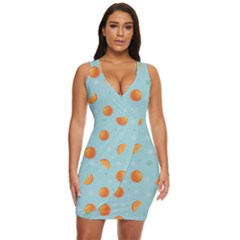 Oranges Pattern Draped Bodycon Dress by SychEva