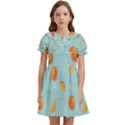 Oranges Pattern Kids  Bow Tie Puff Sleeve Dress View1