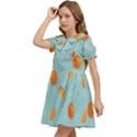 Oranges Pattern Kids  Bow Tie Puff Sleeve Dress View3