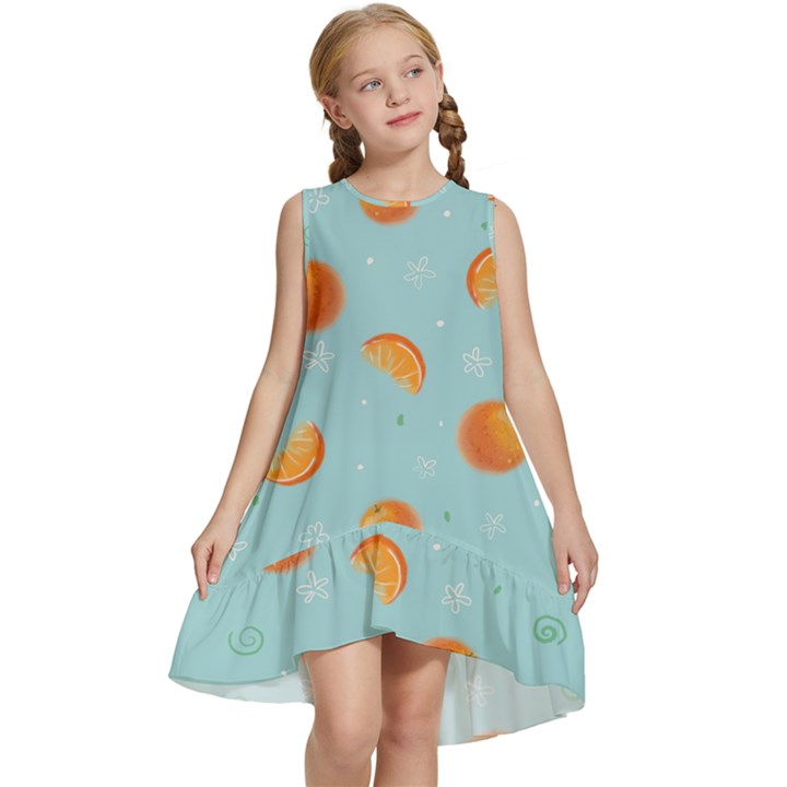 Oranges Pattern Kids  Frill Swing Dress