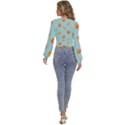 Oranges Pattern Long Sleeve Deep-V Velour Top View4