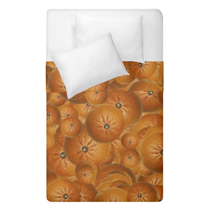 Fruity Fun Tangerine Print Pattern Duvet Cover Double Side (Single Size)