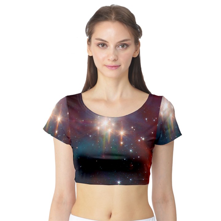 Astrology Astronomical Cluster Galaxy Nebula Short Sleeve Crop Top