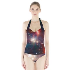 Astrology Astronomical Cluster Galaxy Nebula Halter Swimsuit by Jancukart