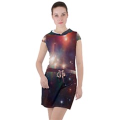 Astrology Astronomical Cluster Galaxy Nebula Drawstring Hooded Dress by Jancukart