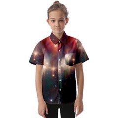 Astrology Astronomical Cluster Galaxy Nebula Kids  Short Sleeve Shirt by Jancukart